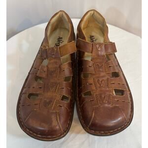 Alegria Leather Fisherman Shoes Mary Jane Brown Comfort Clogs EU 42 US 11